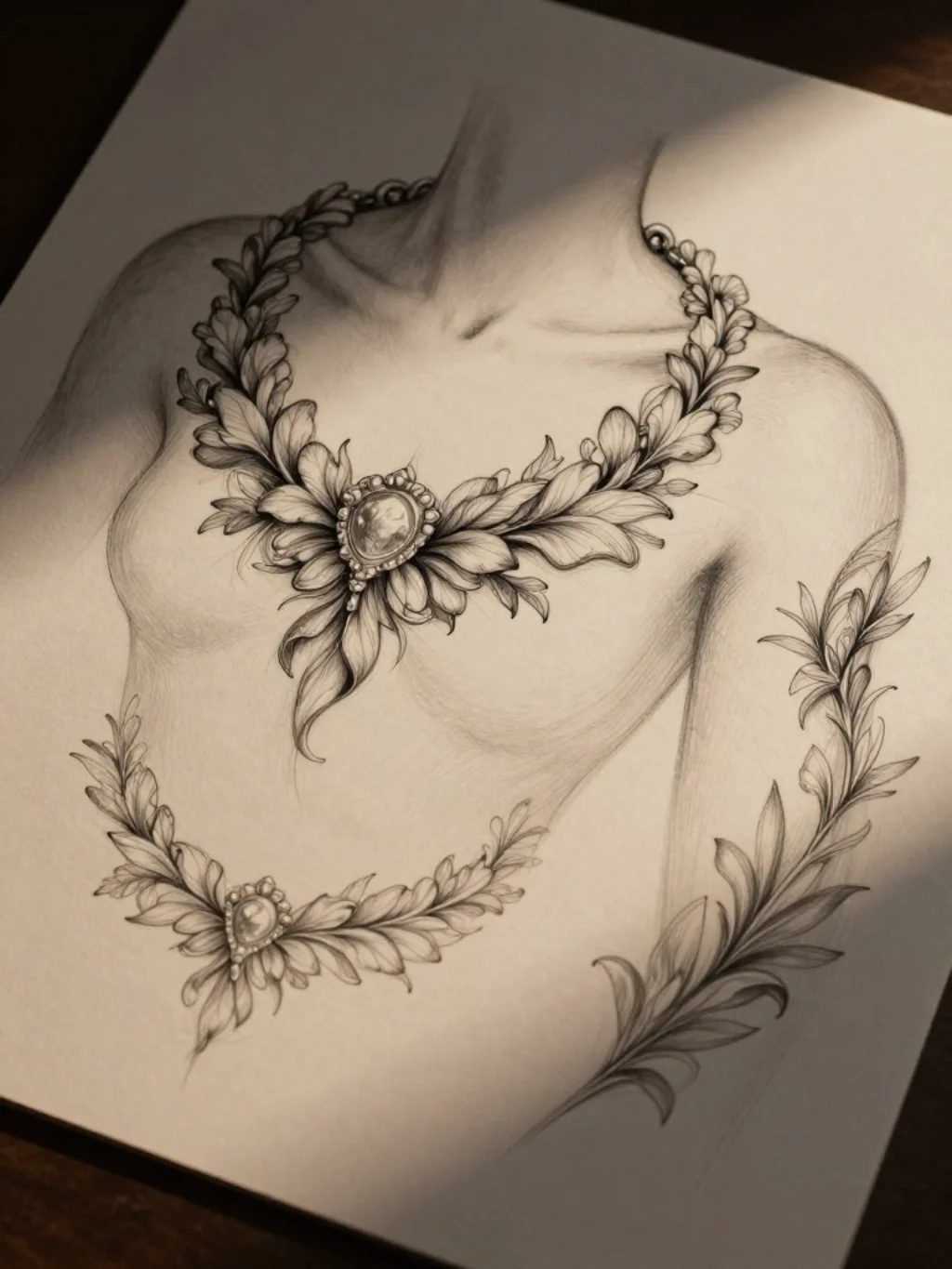 Necklace Tattoos That Connect to Existing Sleeve or Chest Piece Work Seamlessly