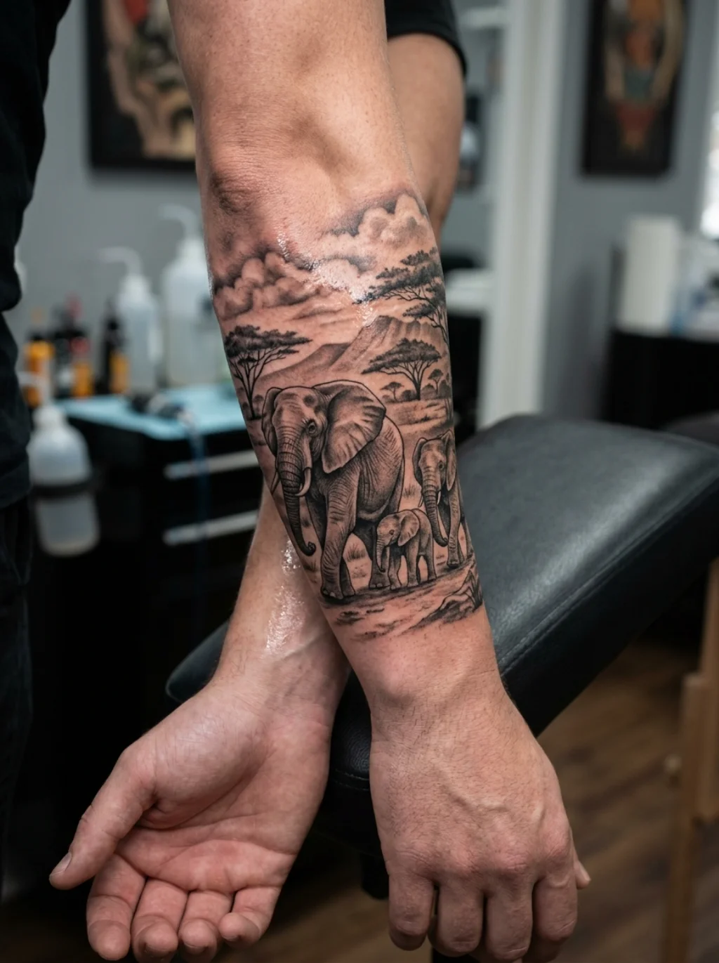 Elephant Family Sleeve Tattoos That Tell an Entire Life Story