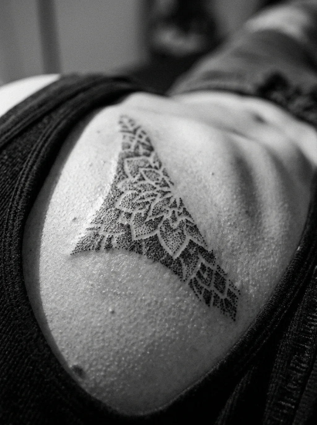 Dotwork Shadows Creating Depth Along the Rib Cage Curve