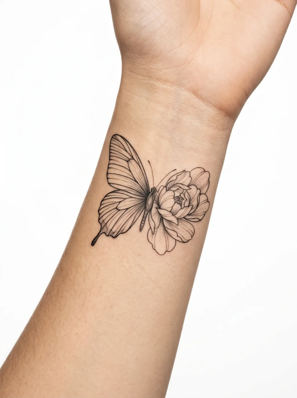 Fine Line Half Butterfly Half Flower Tattoo Designs That Carry Quiet Elegance