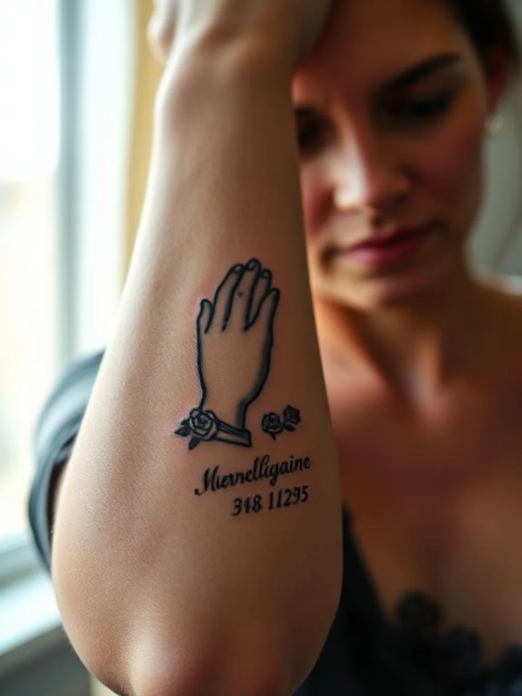 Memorial Praying Hands Tattoos That Keep the Departed Forever Present
