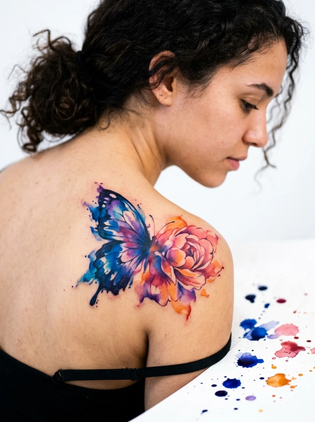 Watercolor Techniques That Make a Butterfly Flower Fusion Tattoo Come Alive