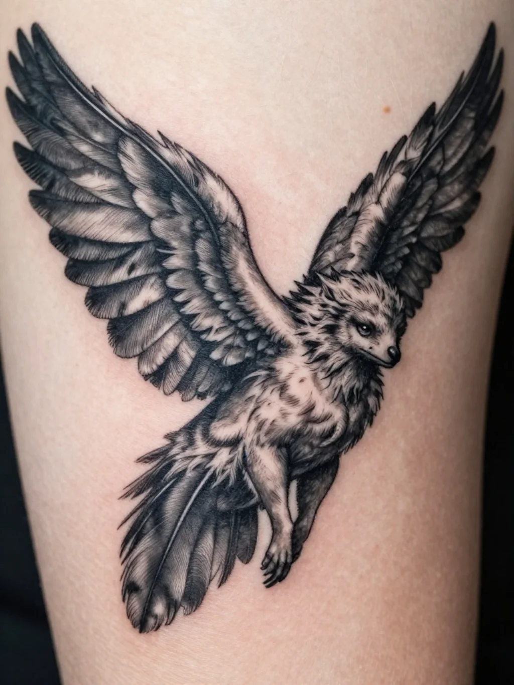 Black and Grey Realism That Transforms Seraphim Wings Into Living Architecture