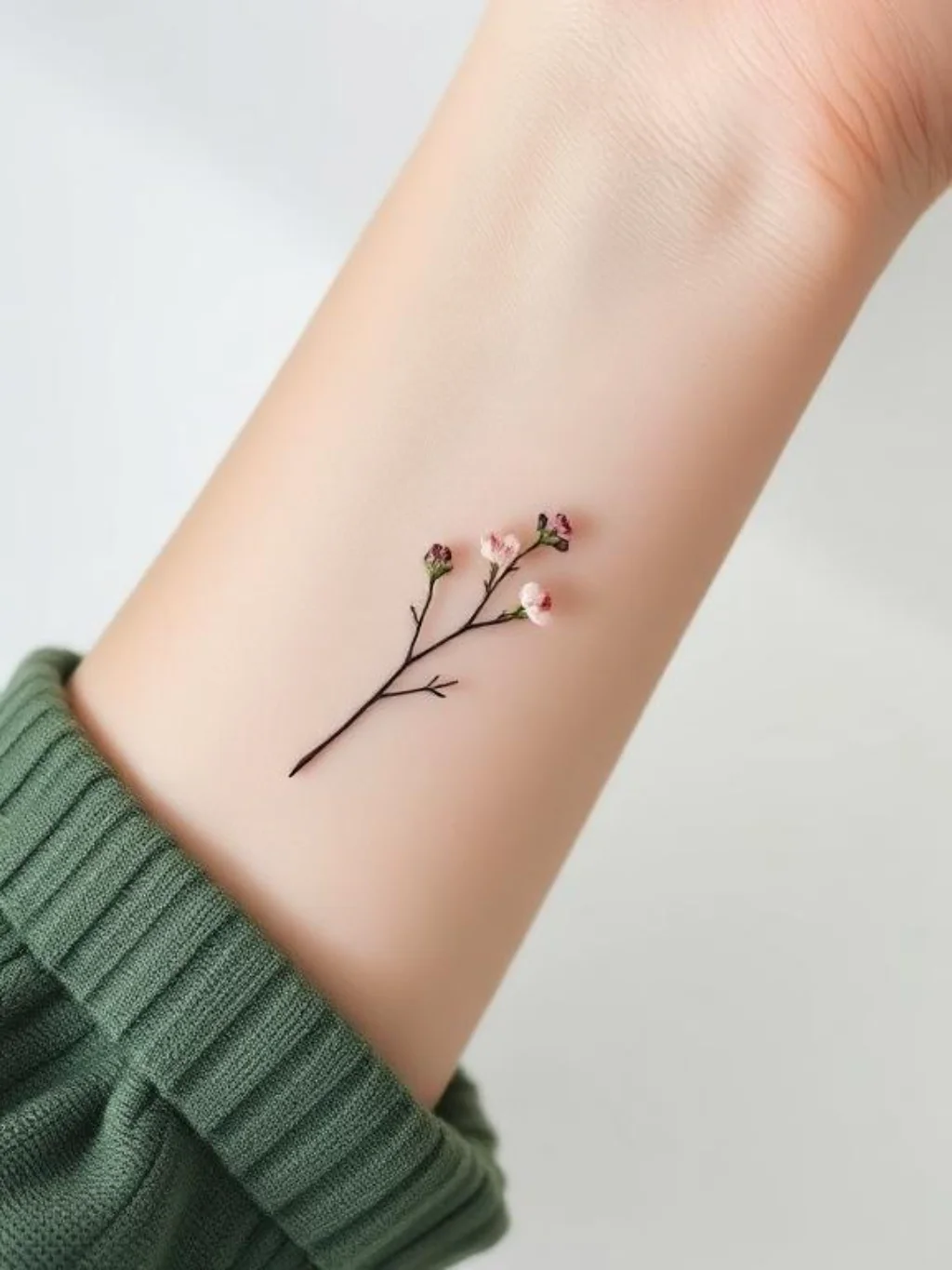 A Sprig Tattoo Proves Minimal Detail Can Still Feel Abundant