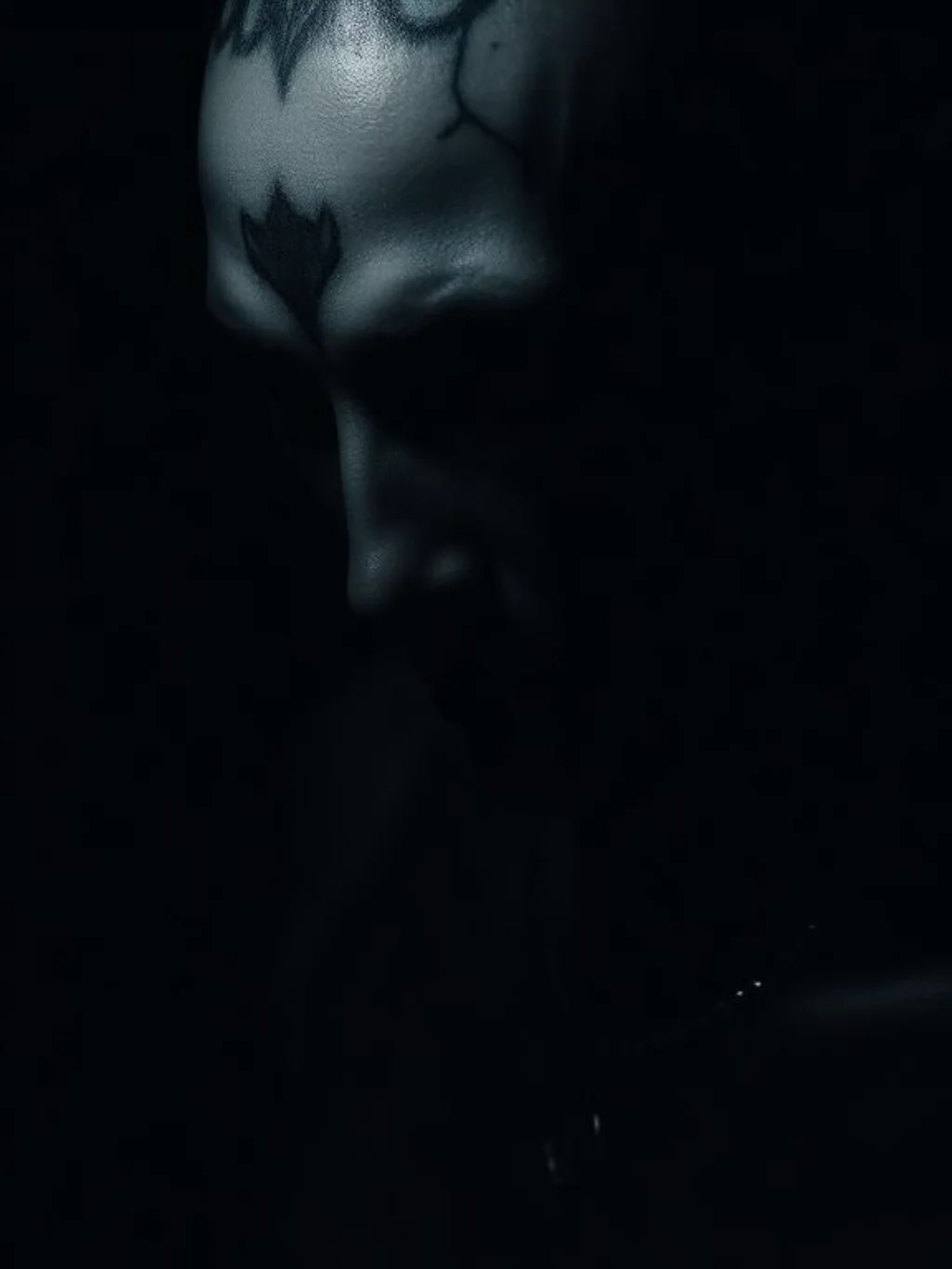Deep Blackwork Saturation Ignites the Ethereal Glow of Pale Gray Tones