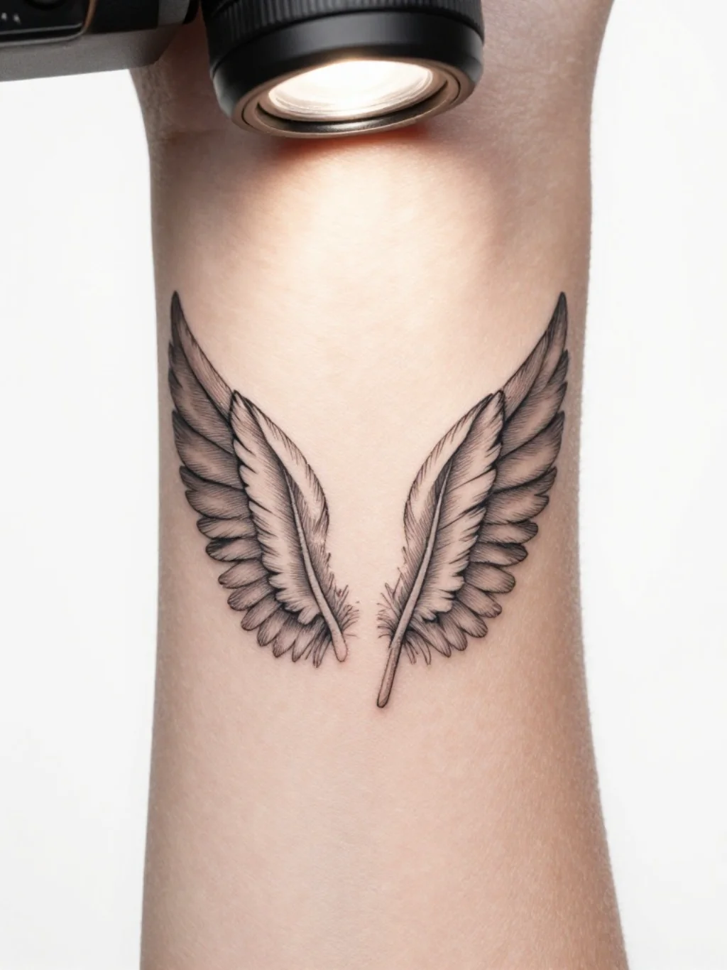 Fine Line Angel Wing Tattoos That Render Heaven in Impossible Delicacy