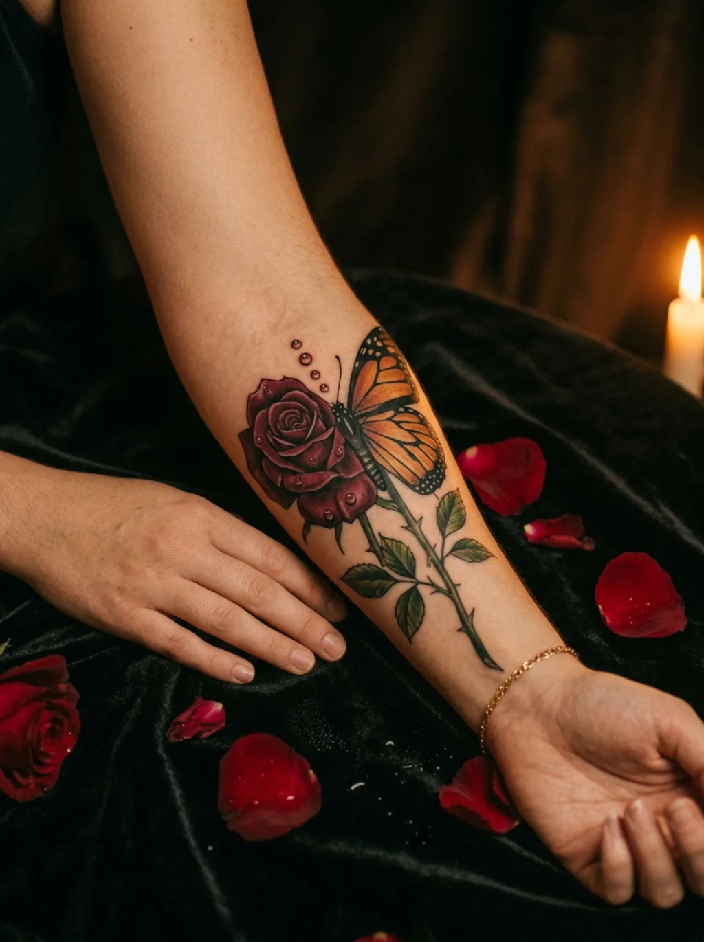 Half Butterfly Half Rose Tattoos and the Romance They Carry on Skin
