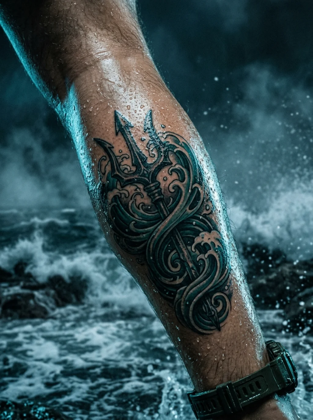 Poseidon's Trident Pierces Through Ocean Deep Symbolism and Untamed Power