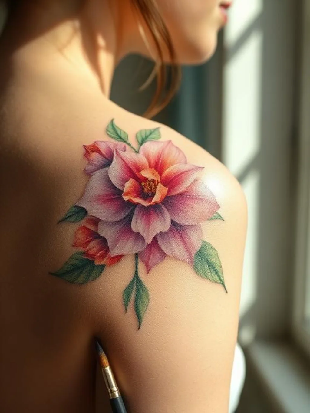 Watercolor Shoulder Flower Tattoos That Feel Painted Not Pressed Into Skin