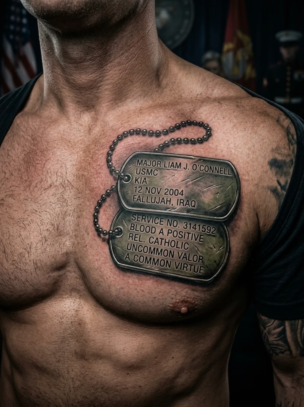 Dog Tags and Service Marks Honoring the Uniform He Wore With Pride