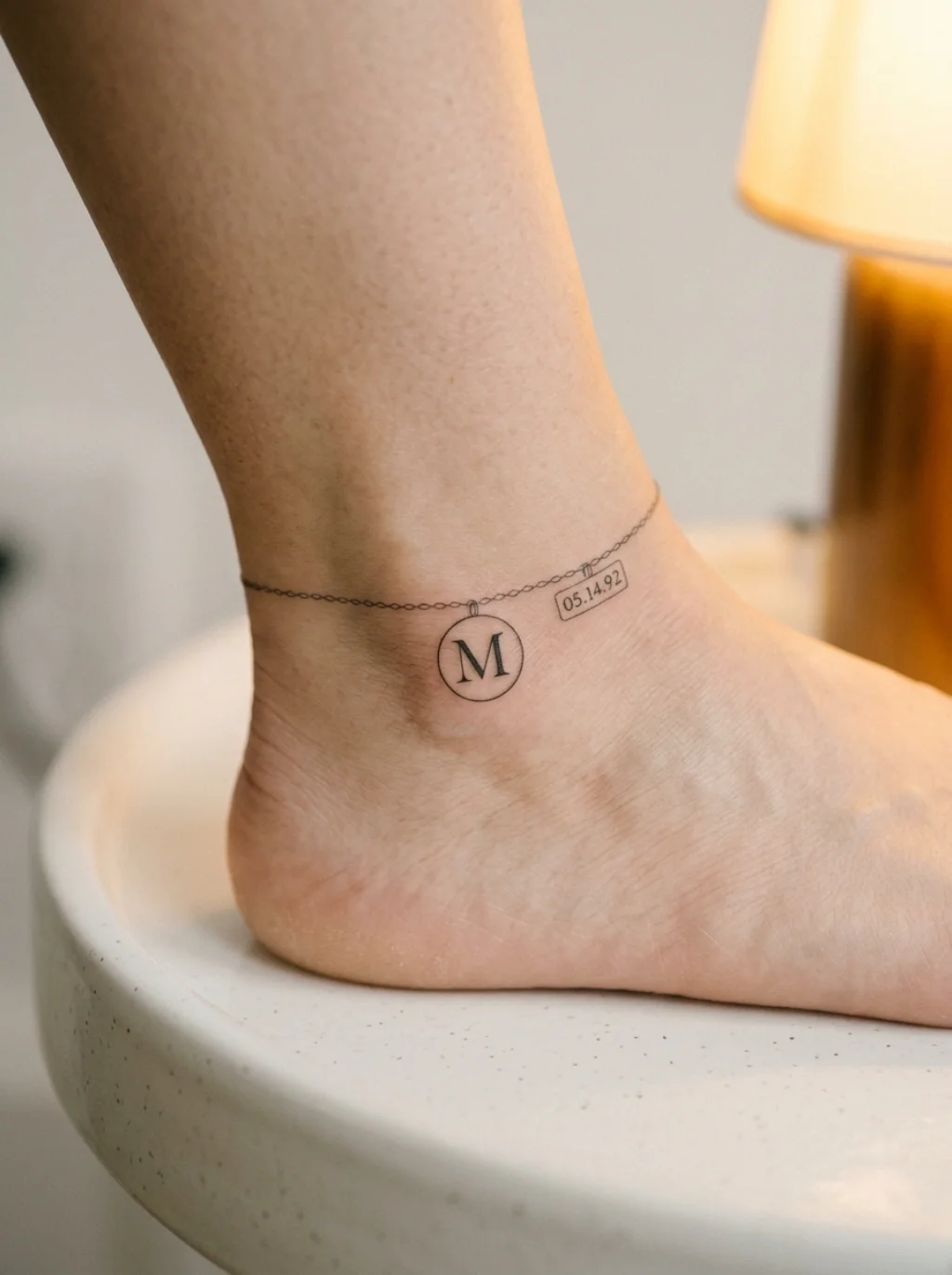 The Name and Initial Charm Anklet Tattoo That Keeps the Right People Close