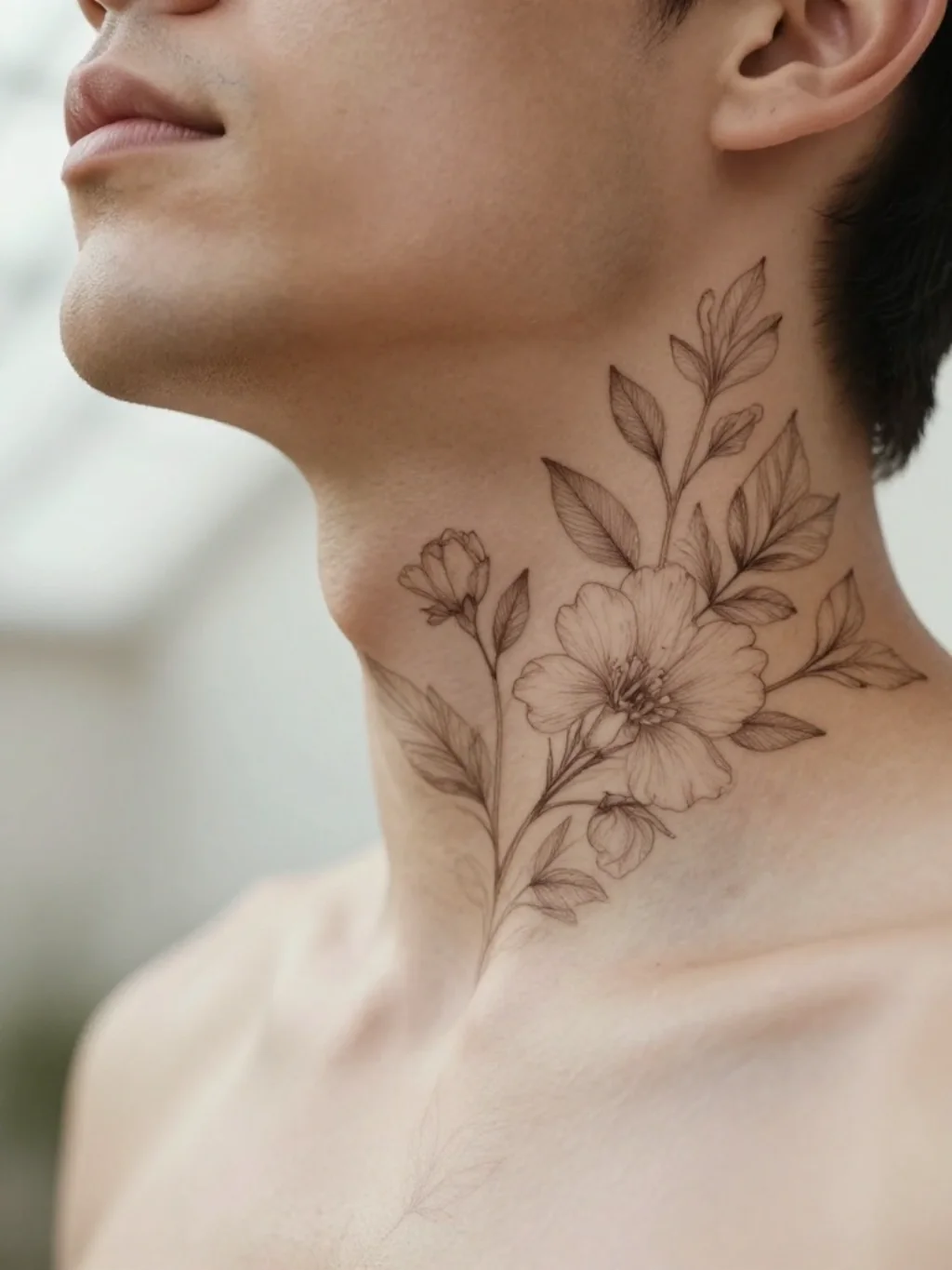 Floral and Botanical Neck Tattoos Redefining What Masculine Ink Looks Like