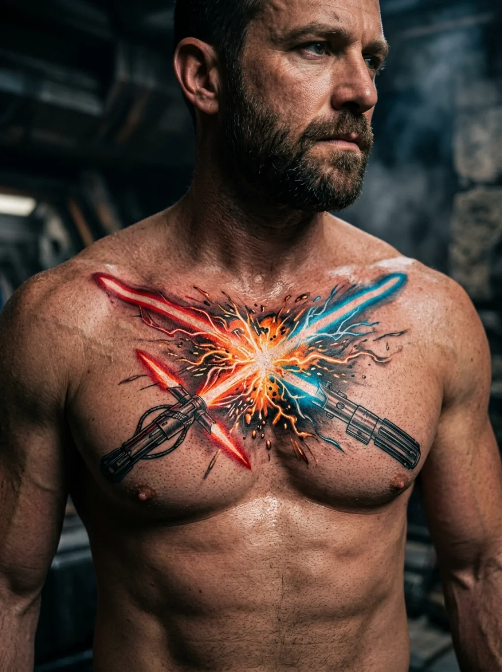Crossed Lightsaber Tattoos That Turn Balance Into Breathtaking Body Art