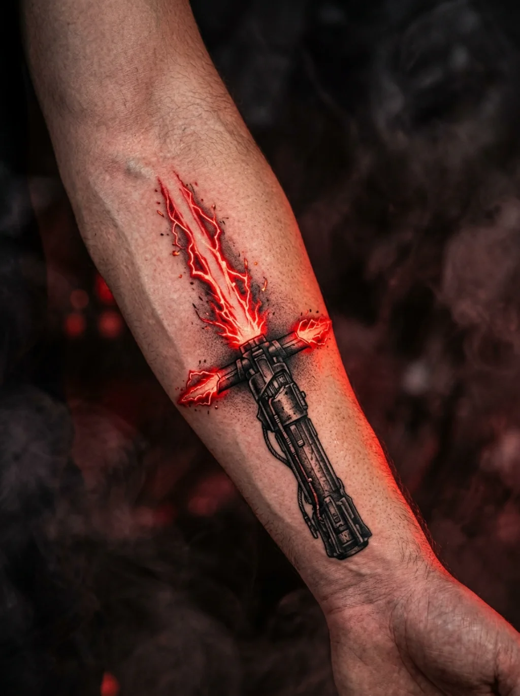 Kylo Ren's Crossguard Saber and the Raw Unstable Energy It Radiates in Ink