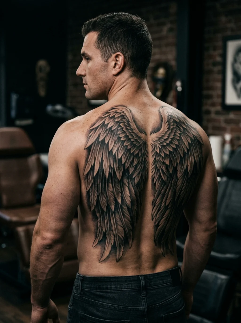 Angel Wings Tattoo Ideas on Back for Men Built Around Strength and Protection