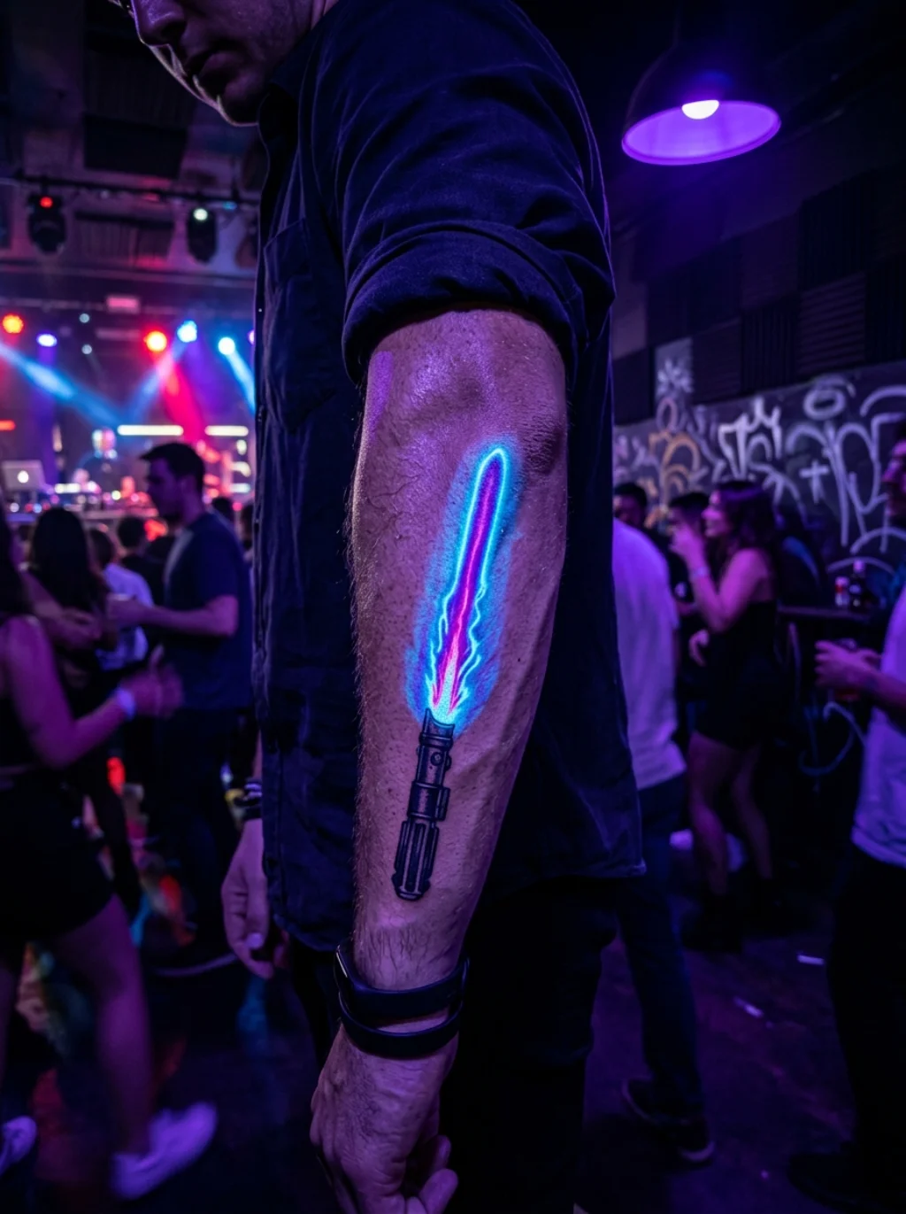 UV and Neon Glow Lightsaber Tattoos That Literally Light Up Under Blacklight
