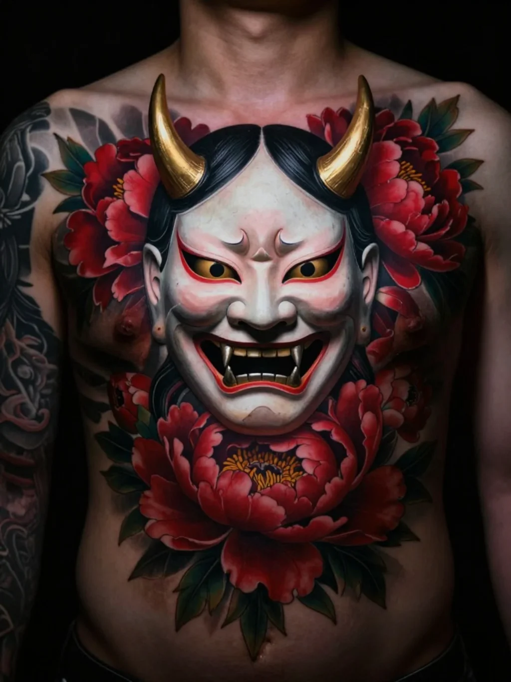 Hannya Mask and Peony: The Dark Contrast That Commands Every Room