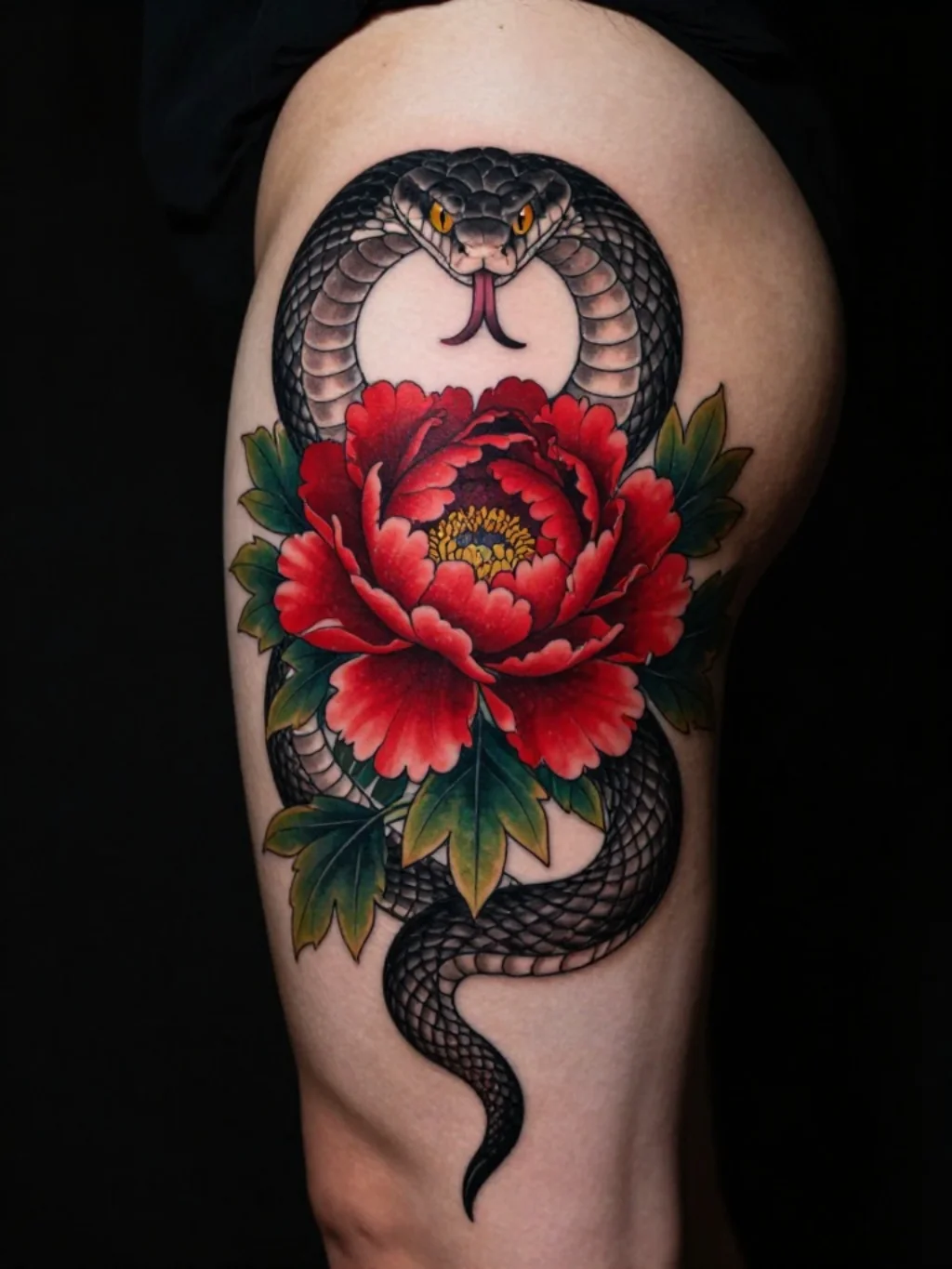 Snake and Peony Tattoo: The Tension That Produces Unforgettable Art