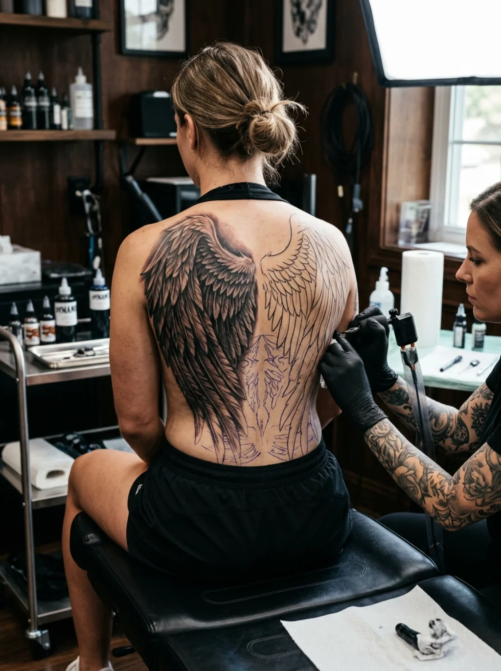 Session Planning for Large Angel Wings Back Tattoos That Span Multiple Visits
