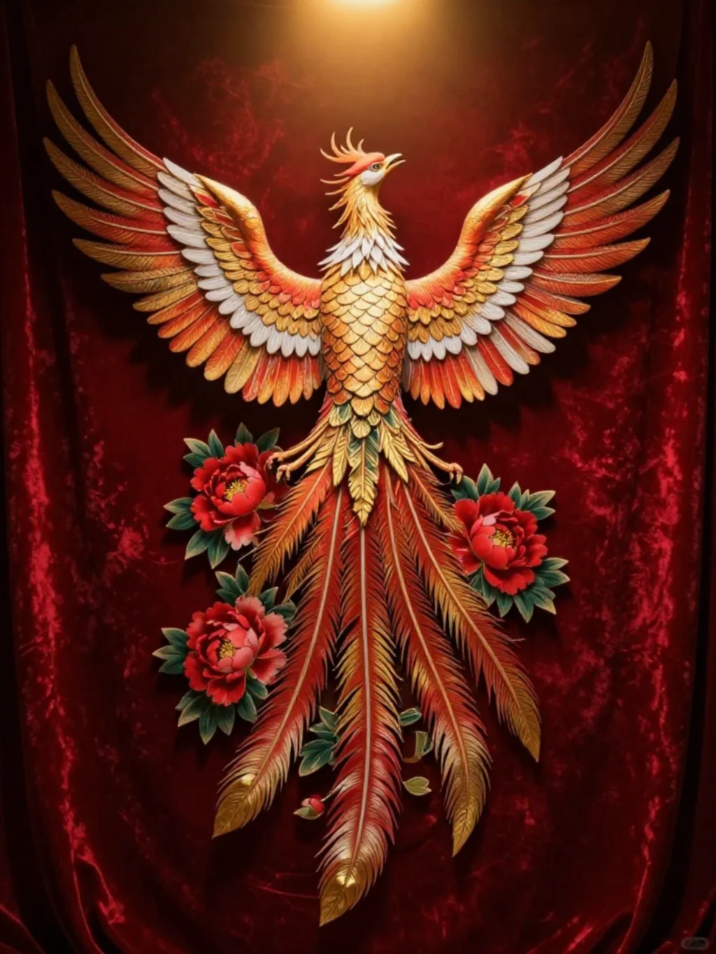 The Phoenix Rising Through Peonies: Rebirth Rendered in Floral Fire
