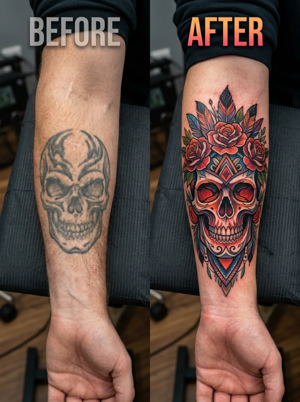 A Cover Up Strategy for Outdated or Faded Skull Ink