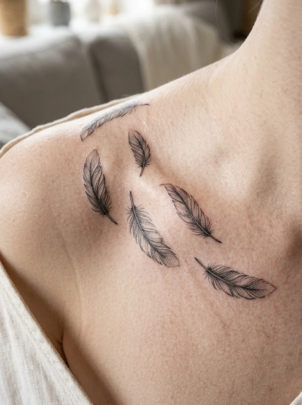 Feathers Scattered Across Skin Like Frozen Moments in Time