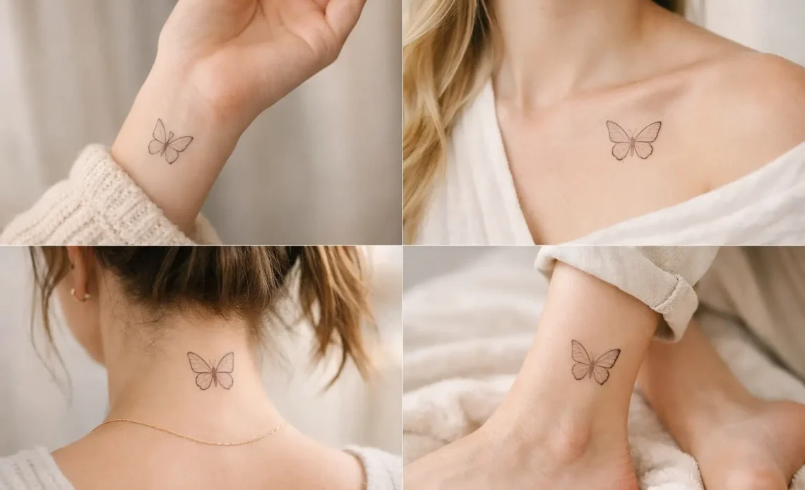 fine line butterfly tattoo designs