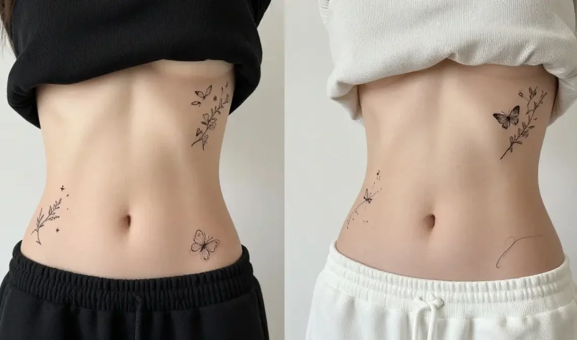 dainty hip tattoos women