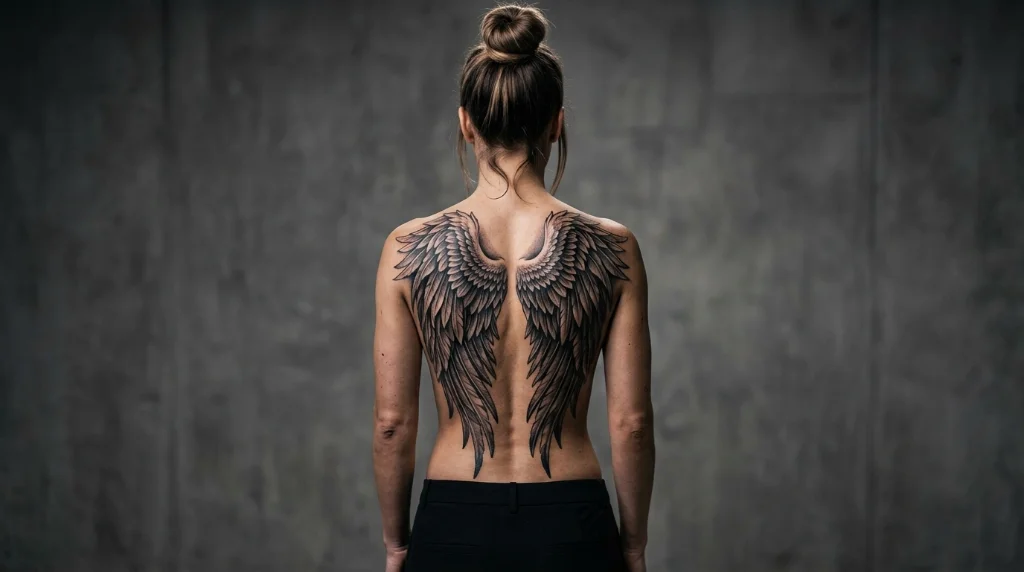 angel wings tattoo ideas on back